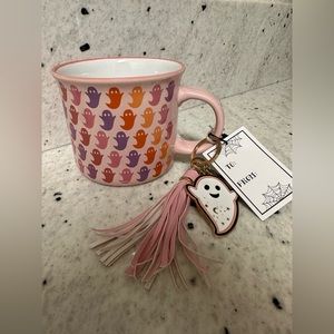 Cobwebs and Cauldrons Pink Ghost Mug with Ghost Keychain